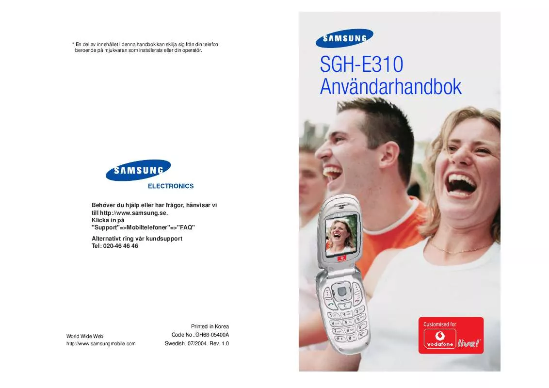 Mode d'emploi SAMSUNG SGH-E310S