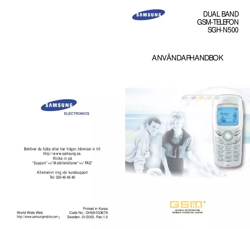 Mode d'emploi SAMSUNG SGH-N500SA