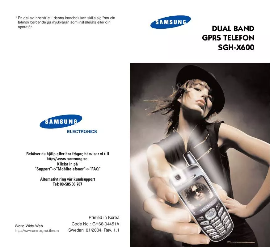 Mode d'emploi SAMSUNG SGH-X600