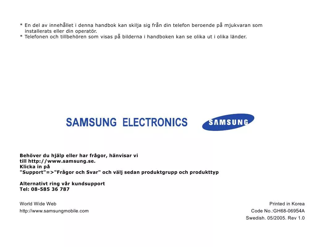 Mode d'emploi SAMSUNG SGH-Z500V