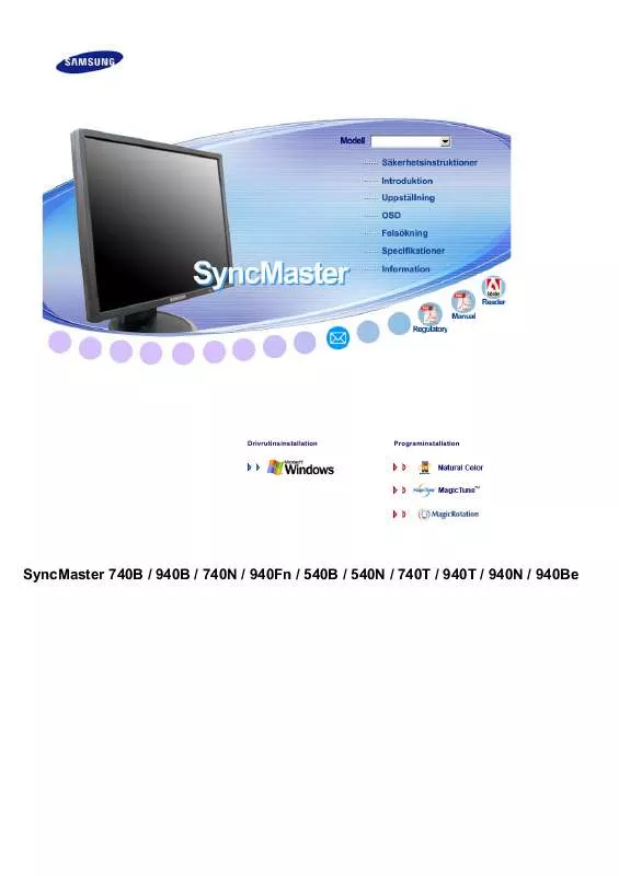 Mode d'emploi SAMSUNG SYNCMASTER 940N JUSTERBAR FOT