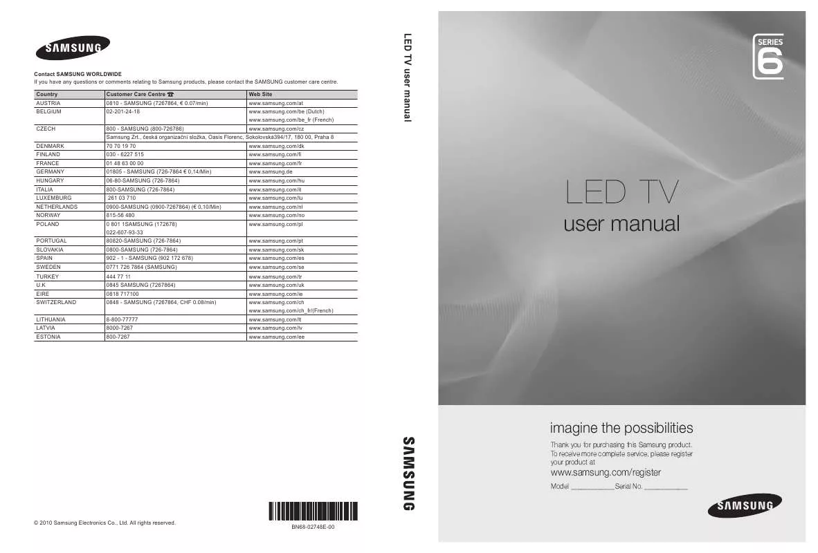 Mode d'emploi SAMSUNG UE-37C6005RW