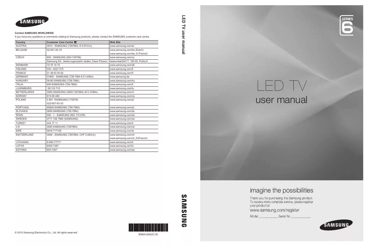 Mode d'emploi SAMSUNG UE-37C6825US