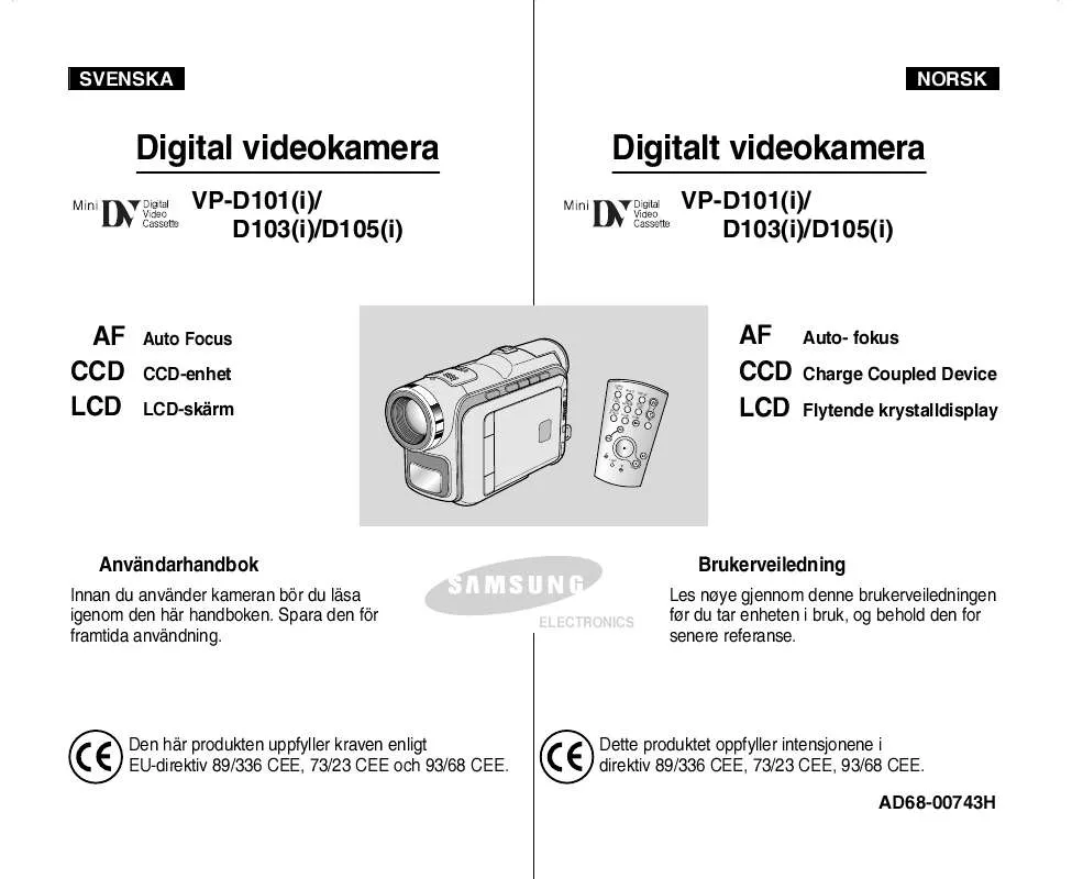 Mode d'emploi SAMSUNG VP-D103I