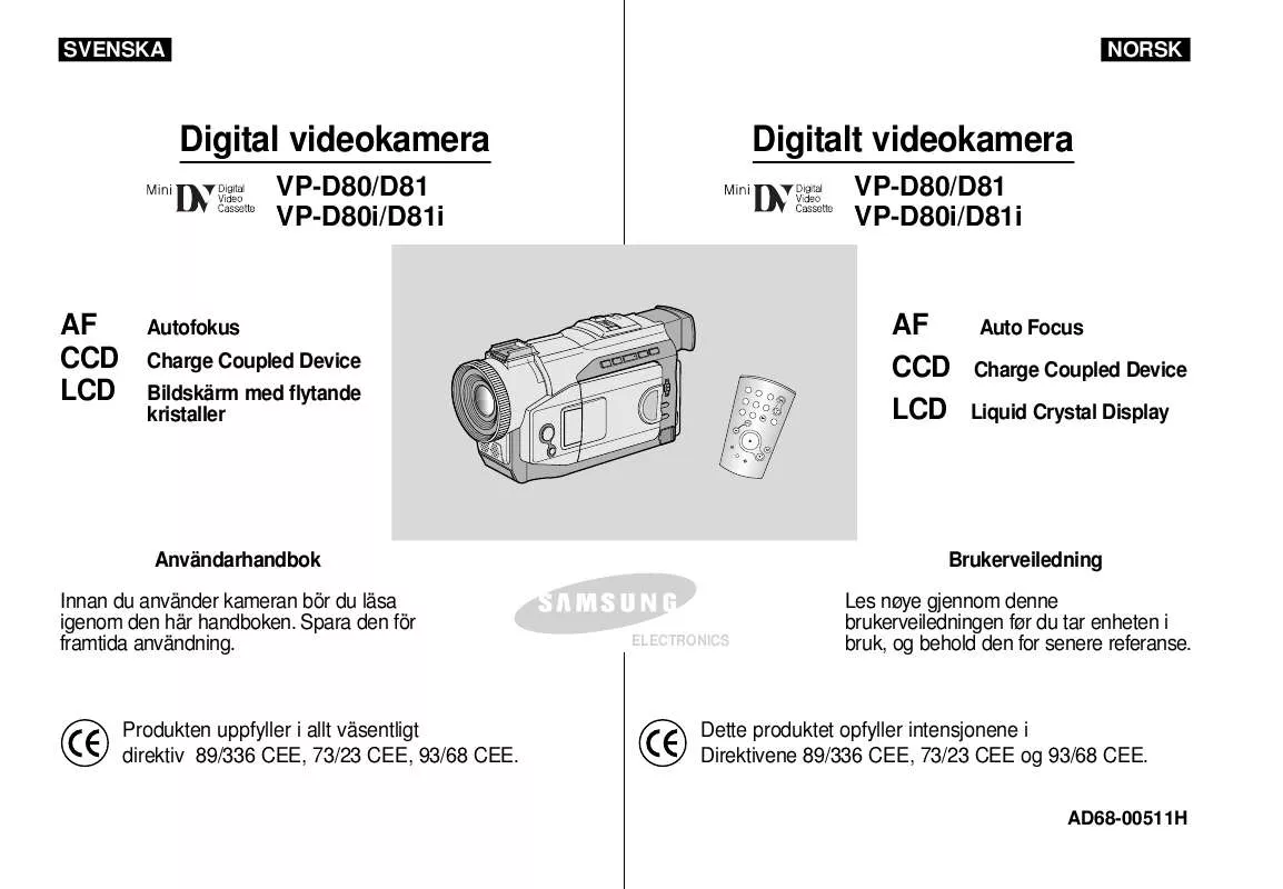 Mode d'emploi SAMSUNG VP-D80