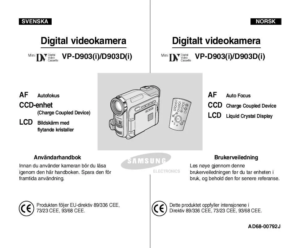 Mode d'emploi SAMSUNG VP-D903I