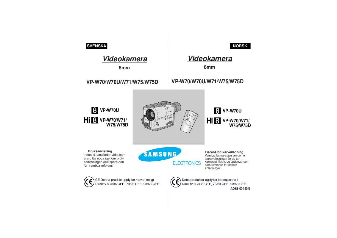 Mode d'emploi SAMSUNG VP-W70U