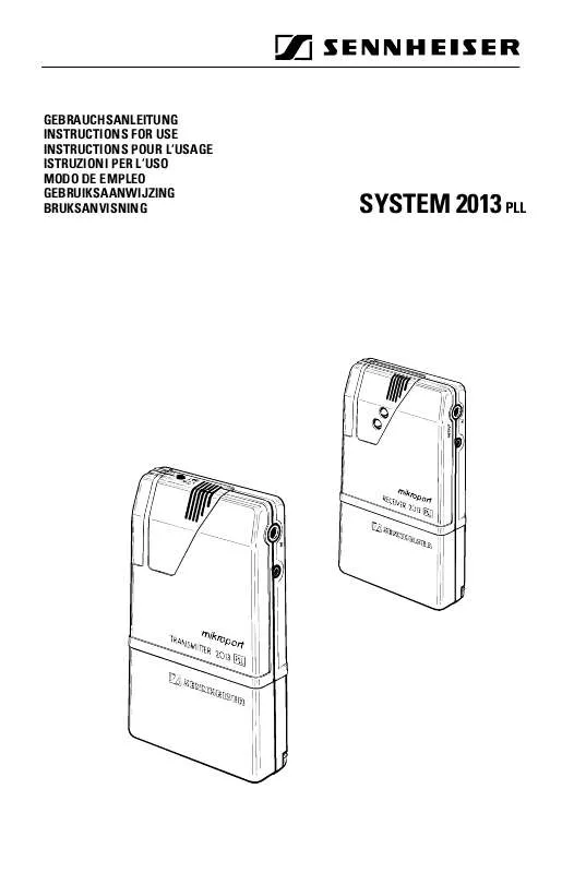 Mode d'emploi SENNHEISER SK 2013