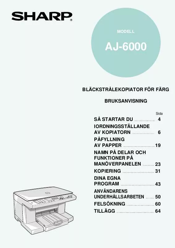 Mode d'emploi SHARP AJ-6000