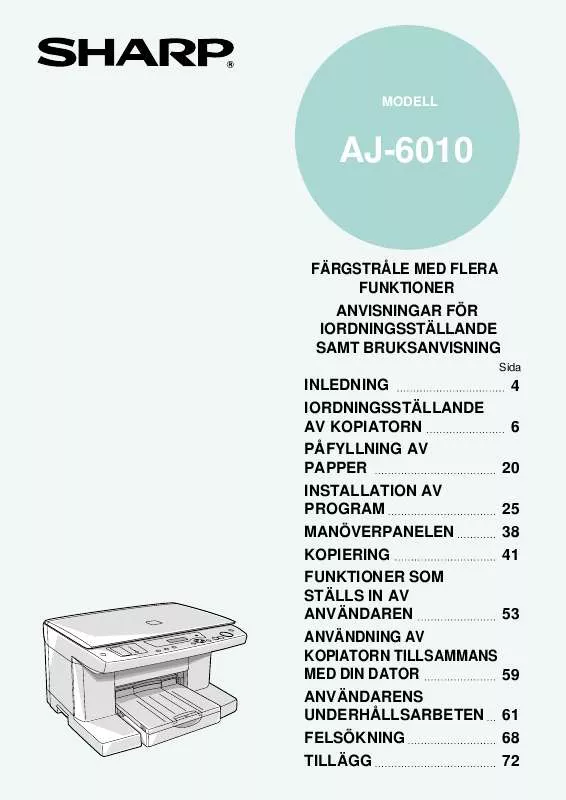 Mode d'emploi SHARP AJ-6010