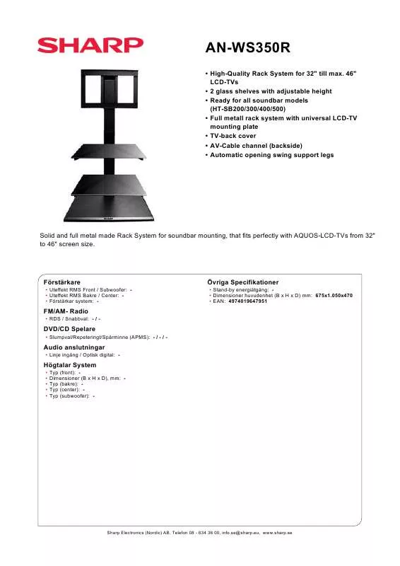 Mode d'emploi SHARP AN-WS350R