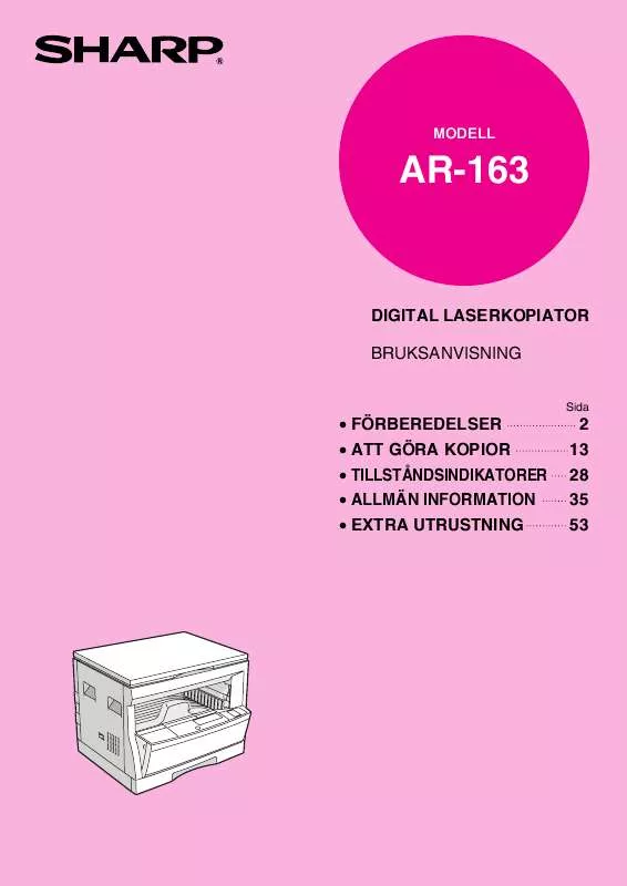 Mode d'emploi SHARP AR-163