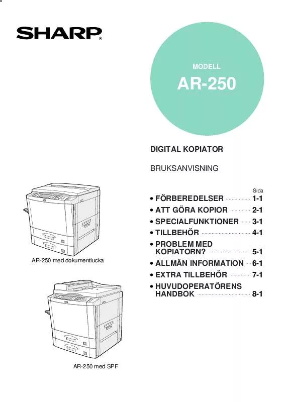 Mode d'emploi SHARP AR-250