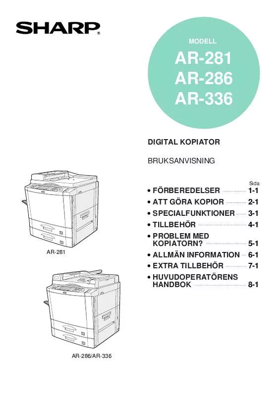 Mode d'emploi SHARP AR-281