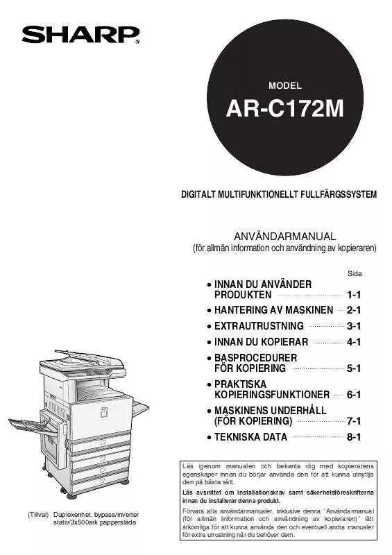 Mode d'emploi SHARP AR-C172M