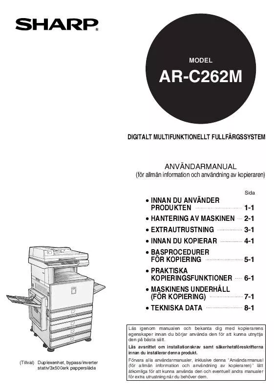 Mode d'emploi SHARP AR-C262M
