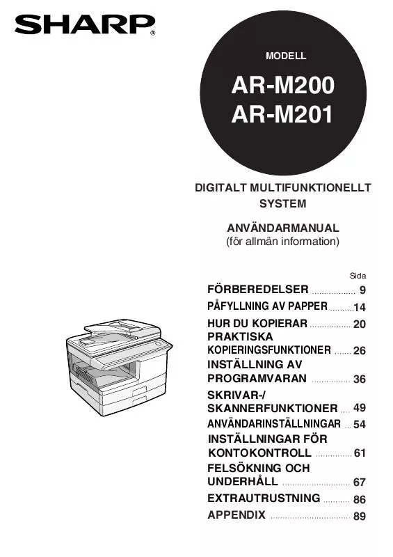 Mode d'emploi SHARP AR-M200