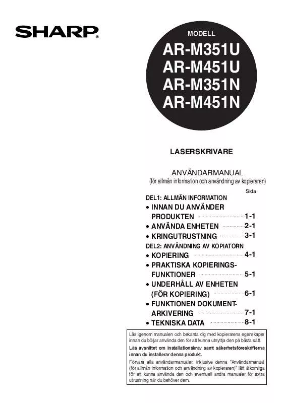 Mode d'emploi SHARP AR-M351U