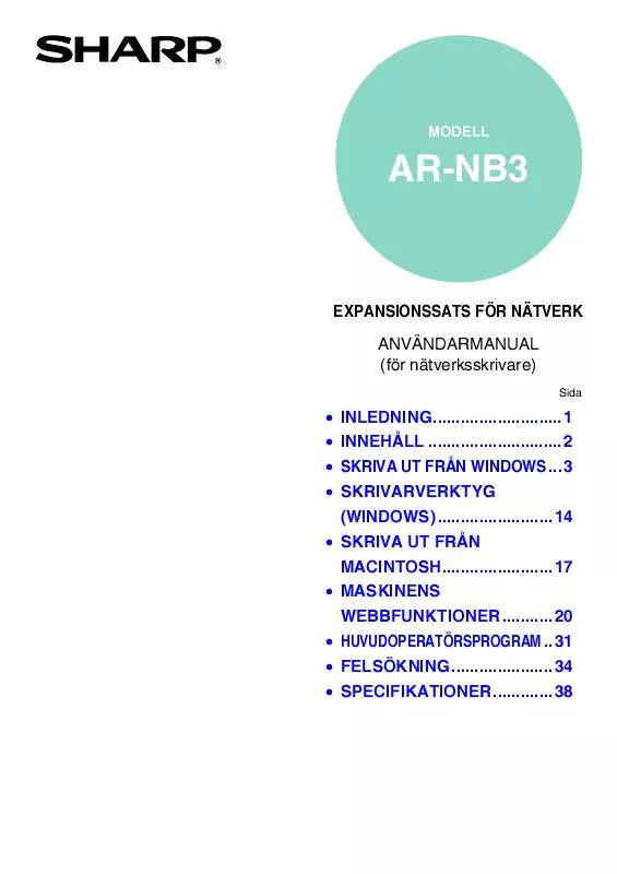 Mode d'emploi SHARP AR-NB3