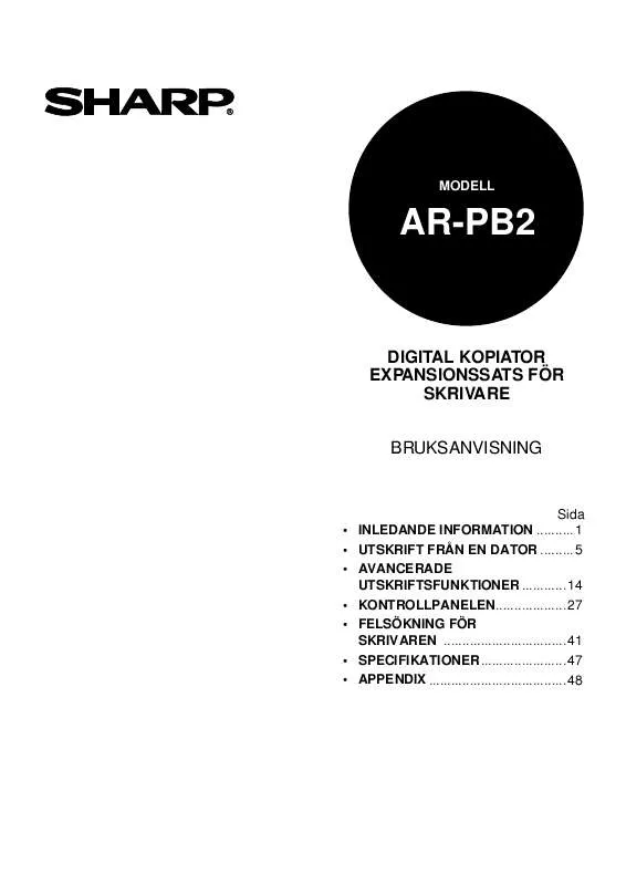 Mode d'emploi SHARP AR-PB2