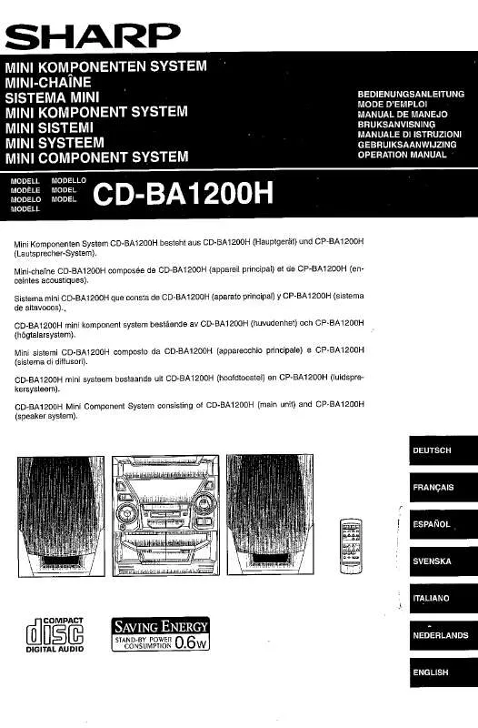 Mode d'emploi SHARP CD-BA1200H