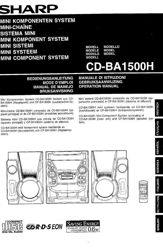 Mode d'emploi SHARP CD-BA1500H