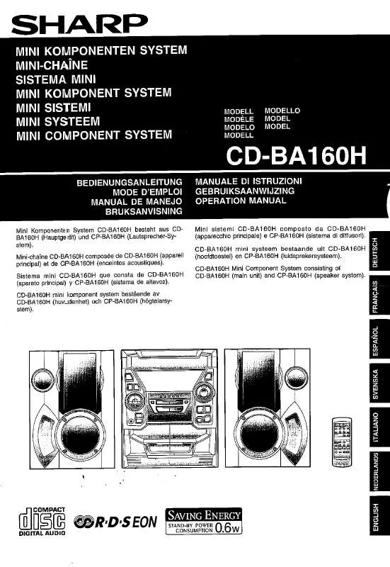 Mode d'emploi SHARP CD-BA160H