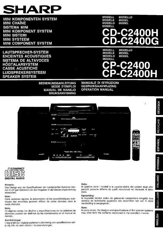 Mode d'emploi SHARP CD-C2400H