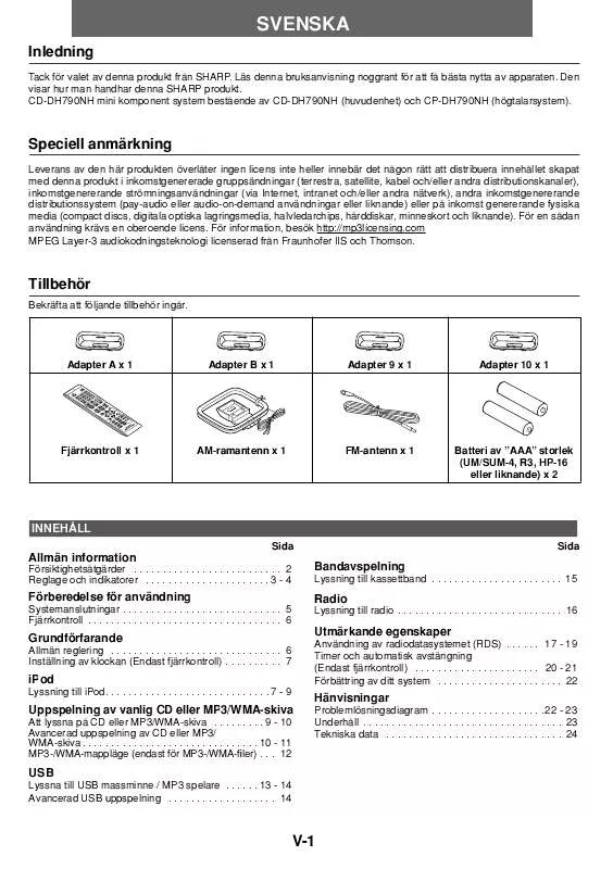 Mode d'emploi SHARP CD-DH790NH