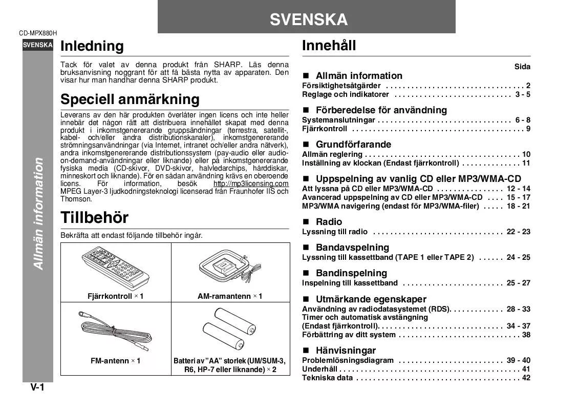 Mode d'emploi SHARP CD-MPX880H