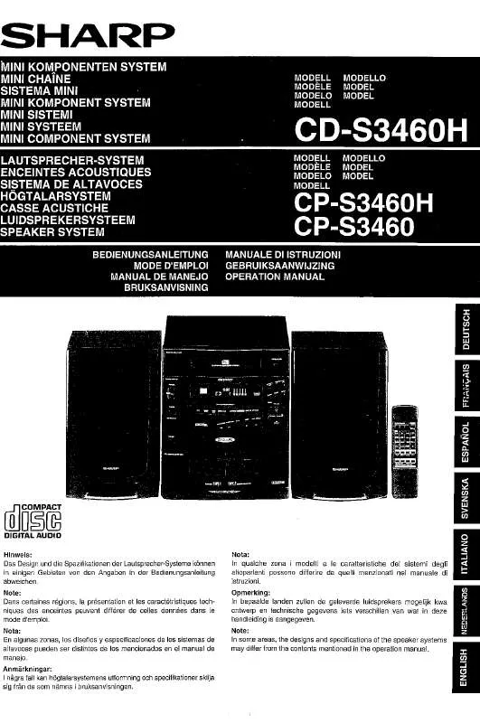 Mode d'emploi SHARP CD-S3460H