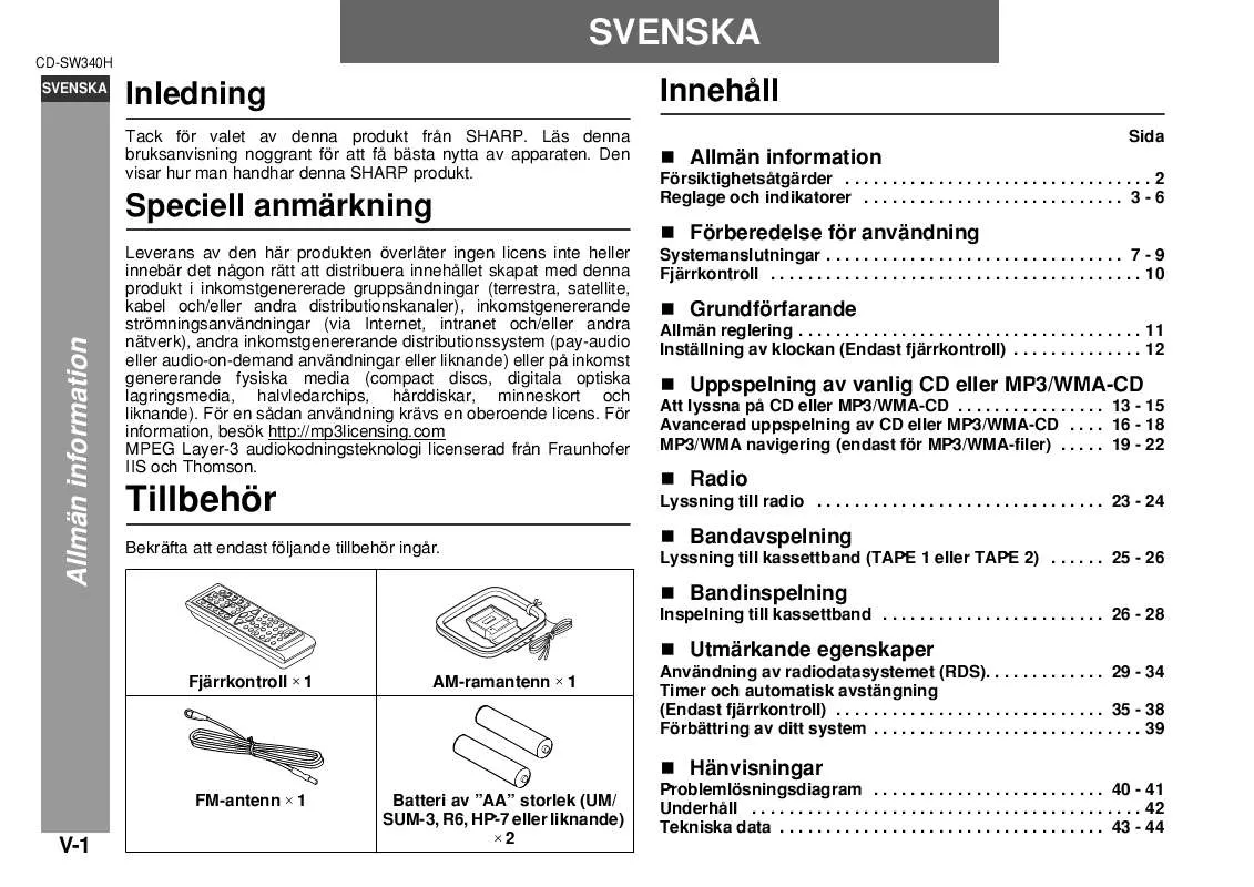 Mode d'emploi SHARP CD-SW340H