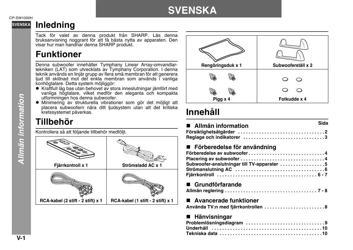 Mode d'emploi SHARP CP-SW1000H