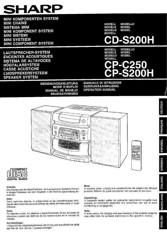 Mode d'emploi SHARP CP-C250H