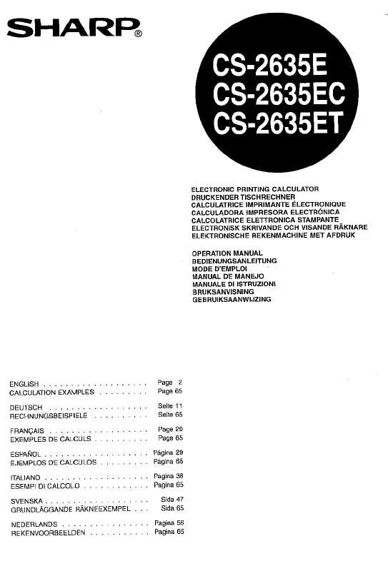 Mode d'emploi SHARP CS-2635E