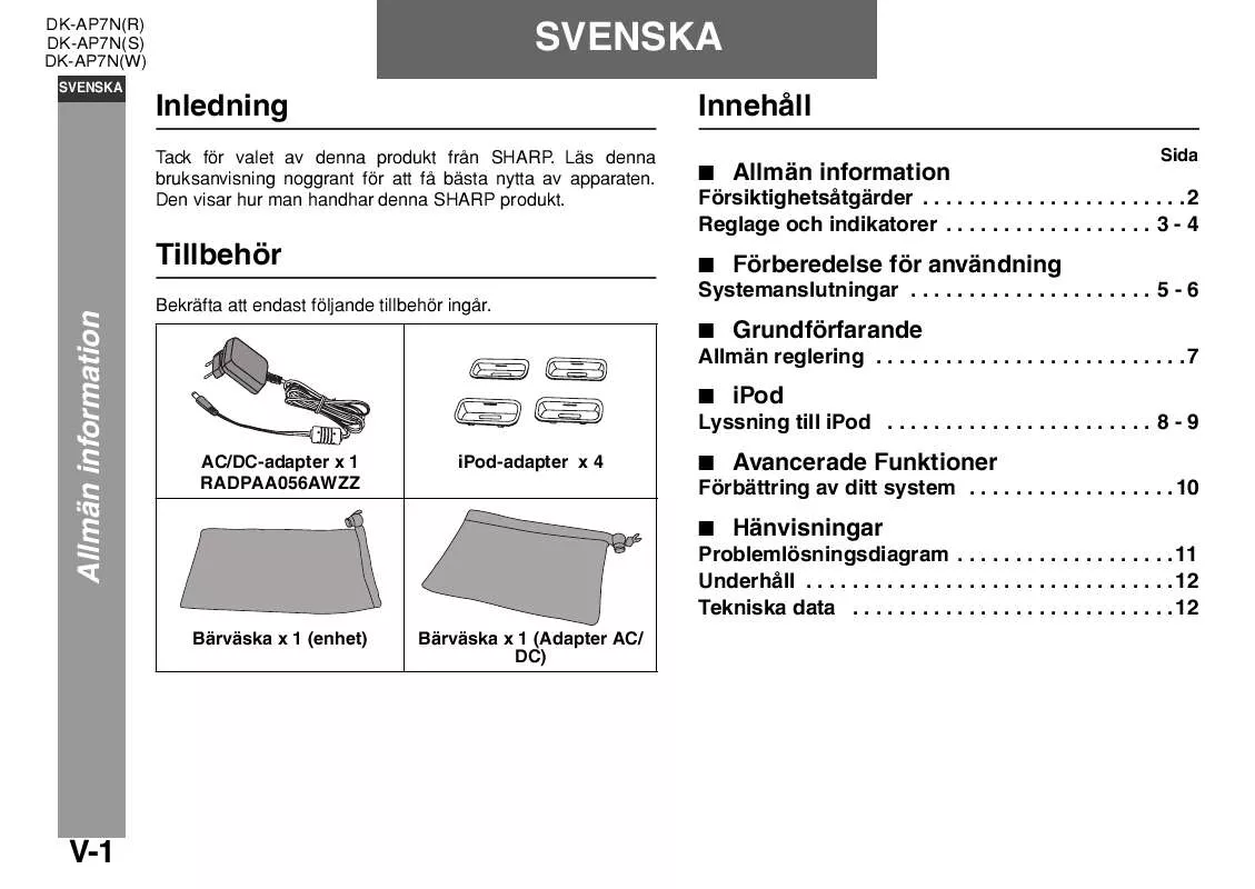 Mode d'emploi SHARP DK-AP7N