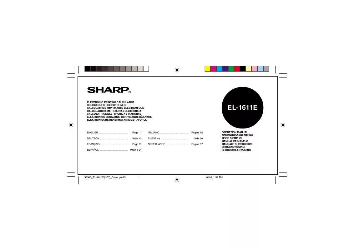 Mode d'emploi SHARP EL-1611E