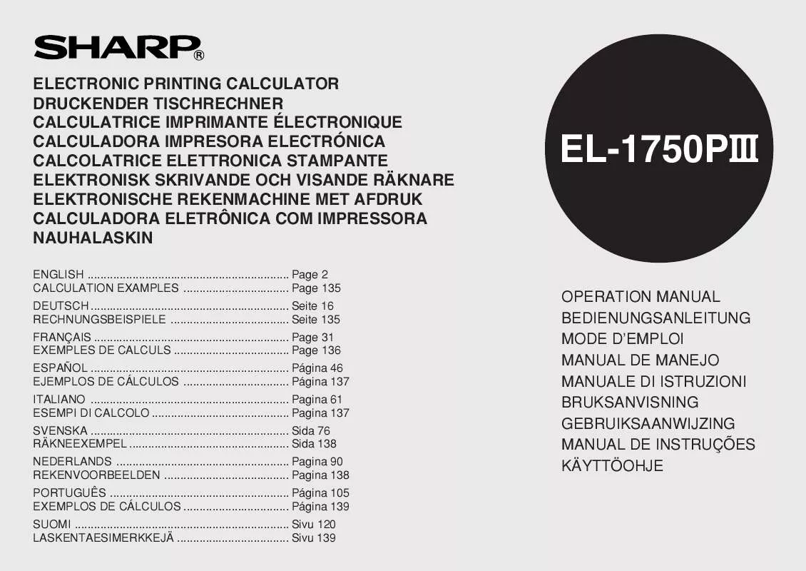 Mode d'emploi SHARP EL-1750PIII