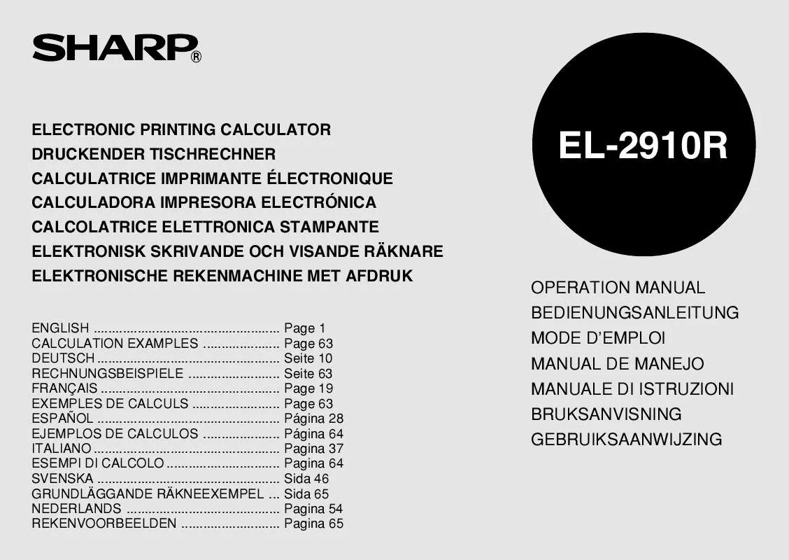 Mode d'emploi SHARP EL-2910R