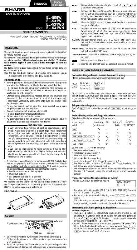 Mode d'emploi SHARP EL-531WG