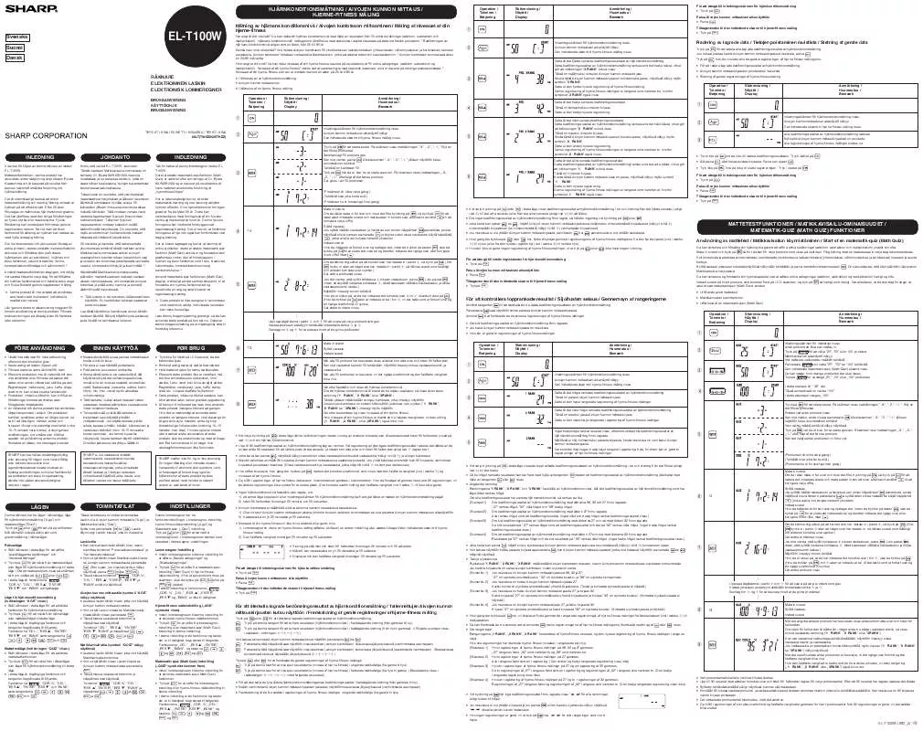 Mode d'emploi SHARP EL-T100W