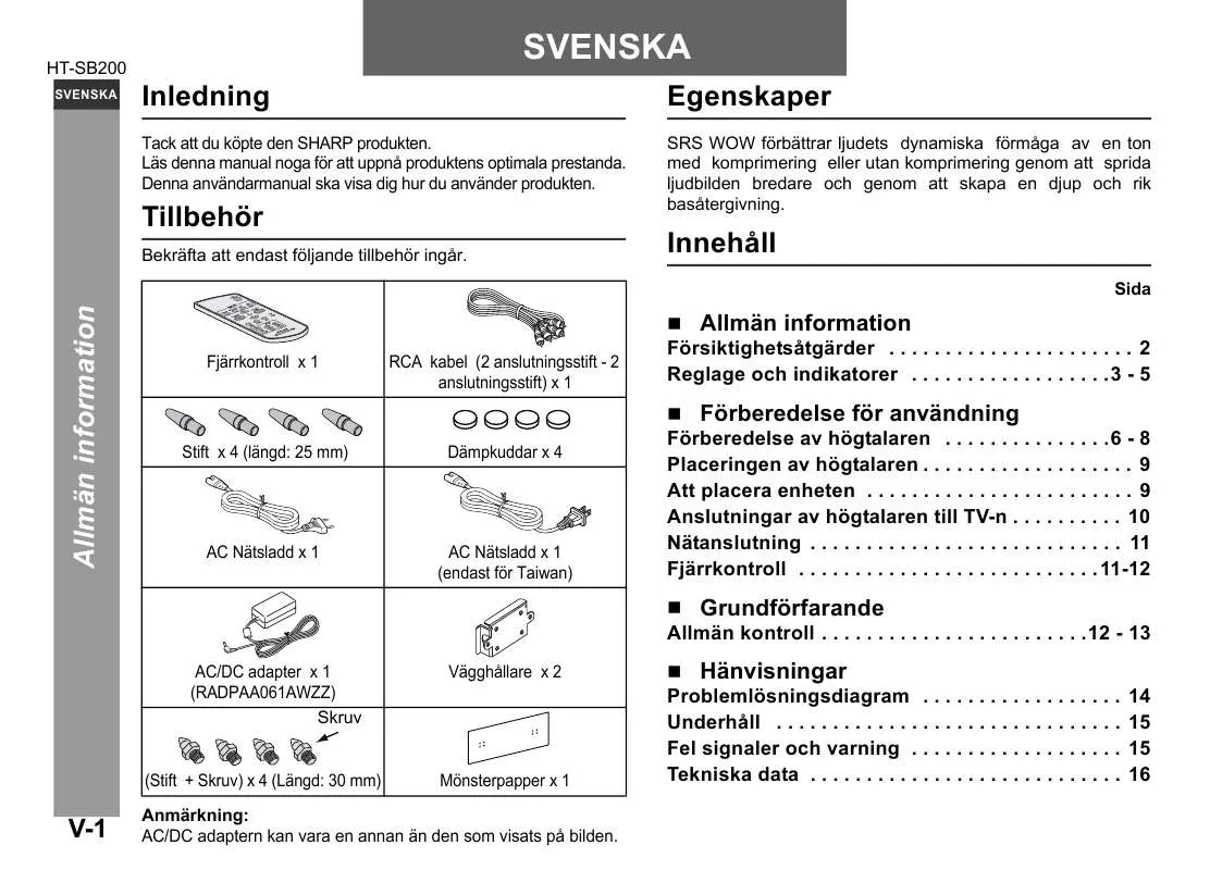 Mode d'emploi SHARP HT-SB200