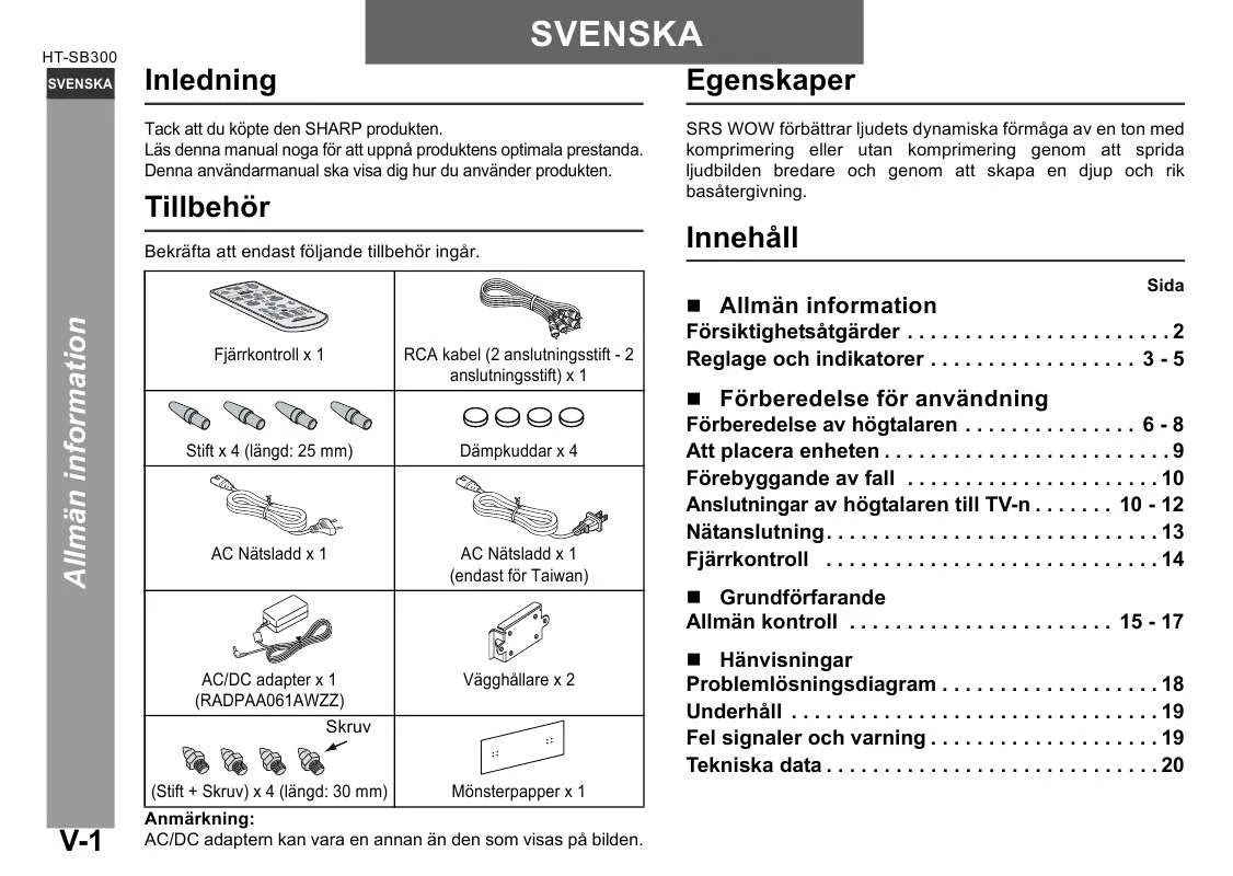 Mode d'emploi SHARP HT-SB300