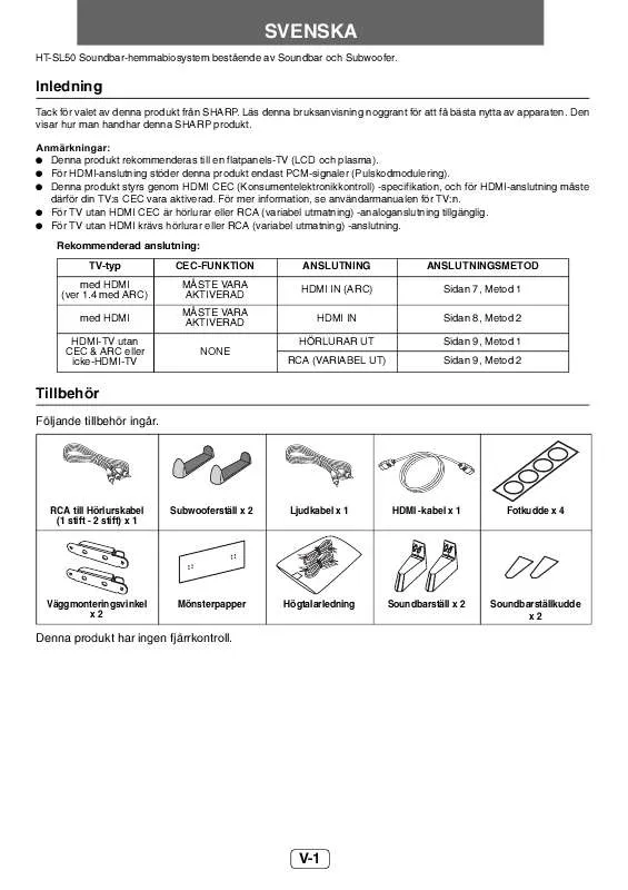 Mode d'emploi SHARP HT-SL50