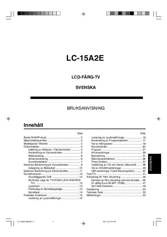 Mode d'emploi SHARP LC-15A2E