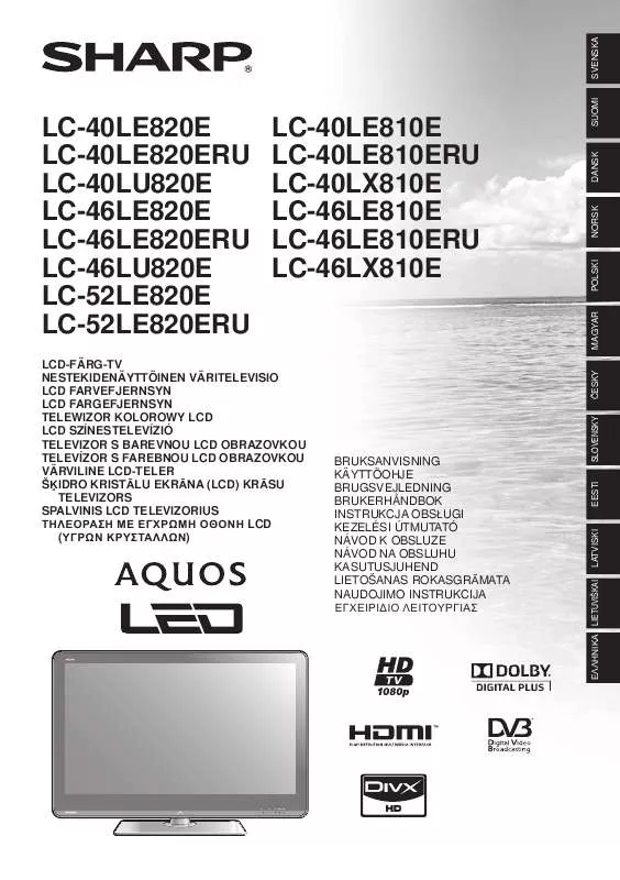 Mode d'emploi SHARP LC-40LU820E