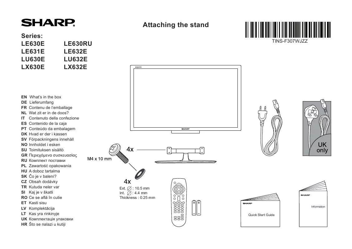 Mode d'emploi SHARP LU630E