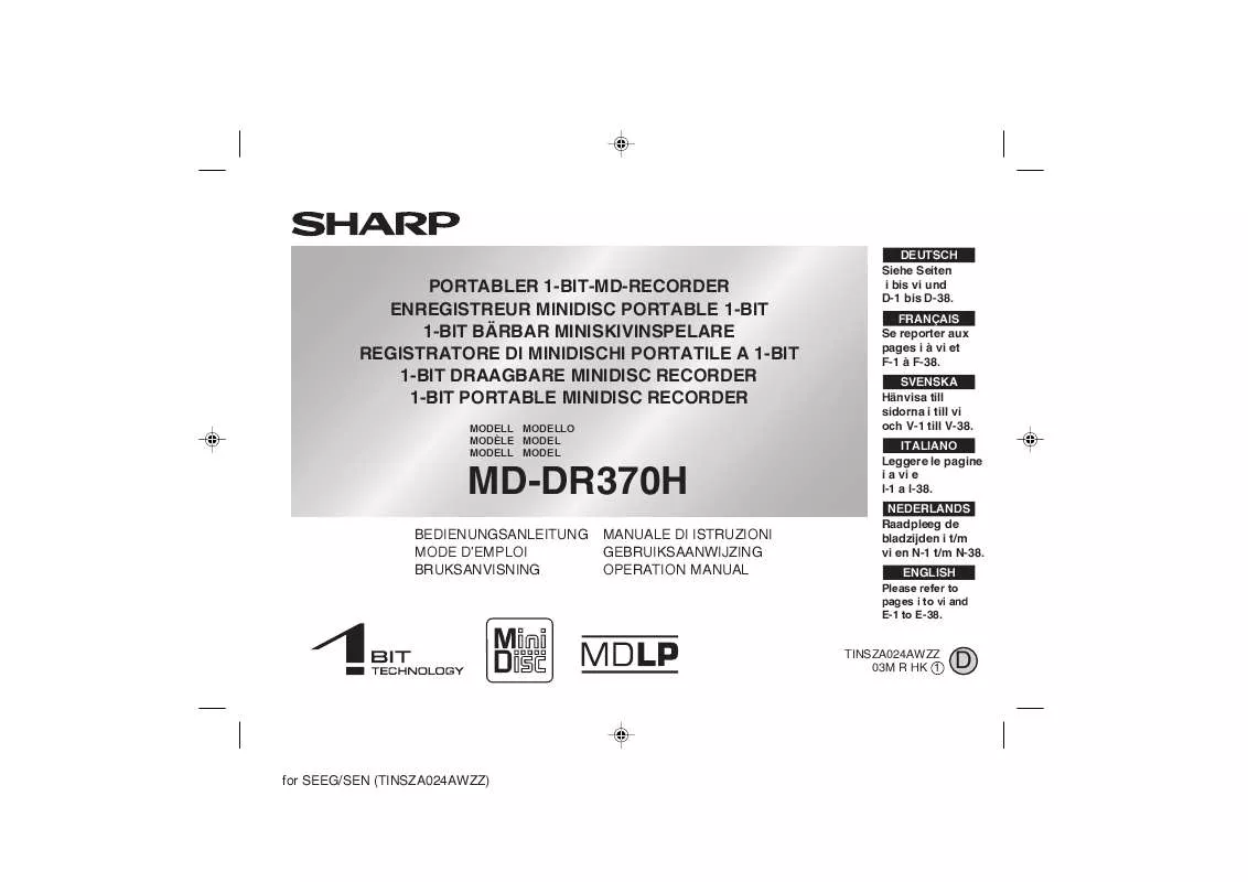 Mode d'emploi SHARP MD-DR370H