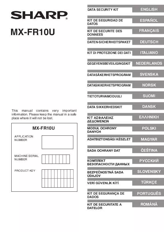 Mode d'emploi SHARP MX-FR10U