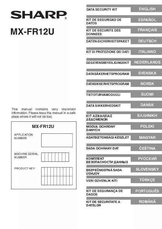 Mode d'emploi SHARP MX-FR12U